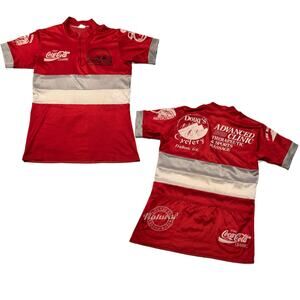 1980s Stripe Quarter Zip Cycling Shirt Coca Cola Light Fitted / Men’s S/M *